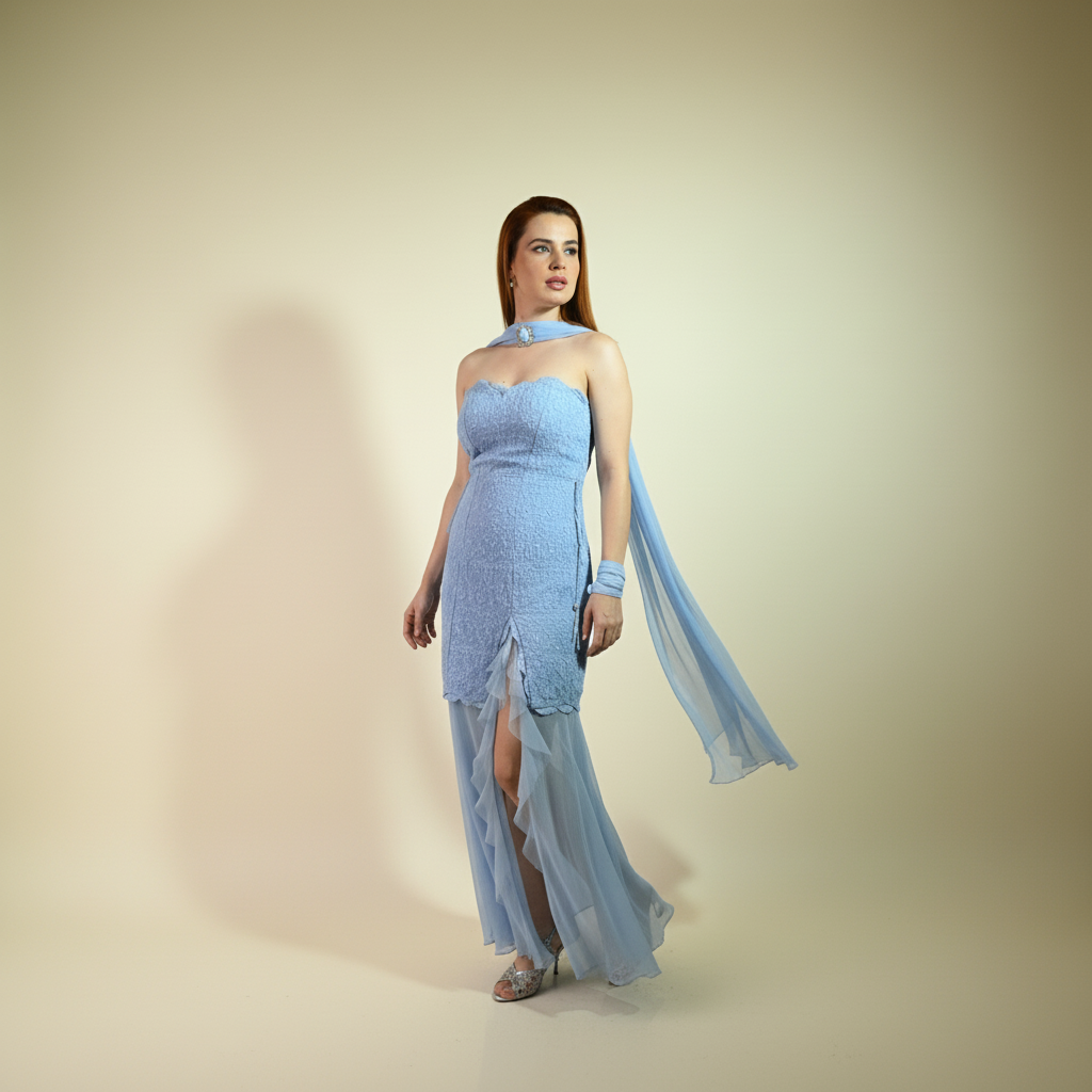 Dusty Blue Lace Dress